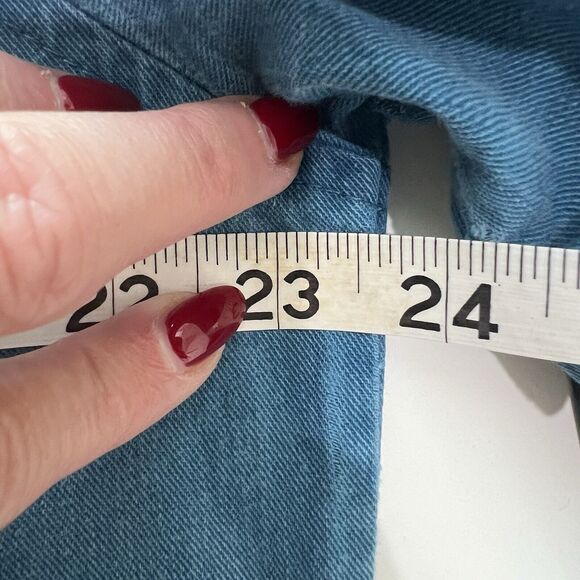 Vtg Sunbelt XL Antiques Action Barn Mumu Patio Dress Chambray Embroider Buttons - Picture 9 of 10